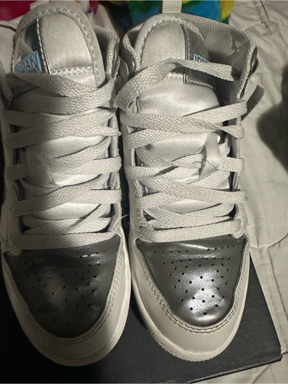 Jordan Kids Silver and Gray High-Top Sneakers